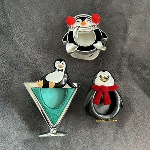 3 Bath & Body Works Scentportable Winter Penguin Holiday Car Visor Clips